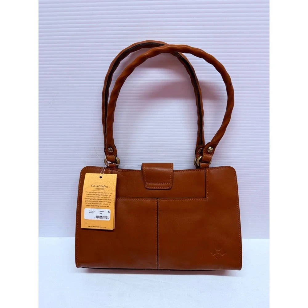 Patricia Nash Rosina‎ Tooled Metallic GOLD LEATHER  Satchel PURSE Tan NWT